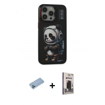 MARSİLYAN™- iPhone 13 Pro Max Kılıf Siluet Modern Özel Seri - Siyah Bilvis Hayalet Cam Ekran Koruyucu + Shine Kamera Lens Koruma Cam - MI
