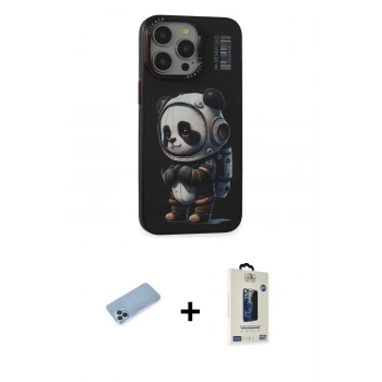 MARSİLYAN™- iPhone 13 Pro Max Kılıf Siluet Modern Özel Seri - Siyah Bilvis Hayalet Cam Ekran Koruyucu + Shine Kamera Lens Koruma Cam - MI