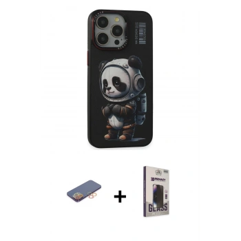 MARSİLYAN™- iPhone 13 Pro Max Kılıf Siluet Modern Özel Seri - Siyah Bilvis Hayalet Cam Ekran Koruyucu + Renkli Kamera Lens Koruma Cam - TU