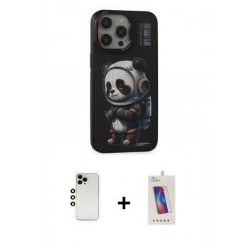 MARSİLYAN™- iPhone 13 Pro Max Kılıf Siluet Modern Özel Seri - Siyah Joko 5D Cam + Shine Kamera Lens - GD