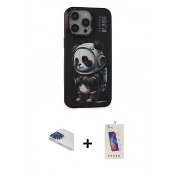 MARSİLYAN™- iPhone 13 Pro Max Kılıf Siluet Modern Özel Seri - Siyah Joko 5D Cam + Pers Alüminyum Kamera Lens - LT