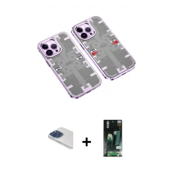 MARSİLYAN™- iPhone 13 Pro Max Kılıf Ufuk Doku Prime - Şeffaf 360 Full Body Arka Koruyucu + Pers Alüminyum Kamera Lens - LT