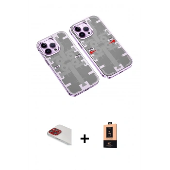 MARSİLYAN™- iPhone 13 Pro Max Kılıf Ufuk Doku Prime - Şeffaf Maxco Cam Ekran Koruyucu + Pers Alüminyum Kamera Lens - KI