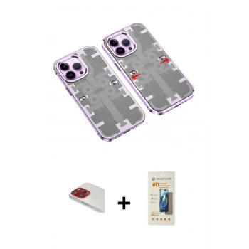 MARSİLYAN™- iPhone 13 Pro Max Kılıf Ufuk Doku Prime - Siyah 6D Mat Seramik Hayalet Nano Ekran Koruyucu + Pers Alüminyum Kamera Lens - KI