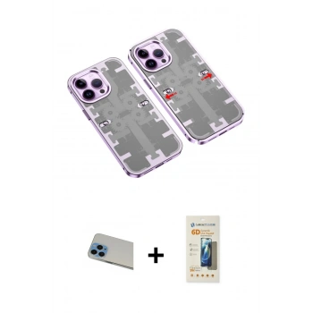 MARSİLYAN™- iPhone 13 Pro Max Kılıf Ufuk Doku Prime - Siyah 6D Mat Seramik Hayalet Nano Ekran Koruyucu + Rainbow Kamera Lens Koruma Cam - MI