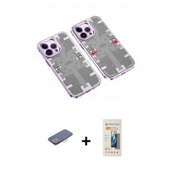 MARSİLYAN™- iPhone 13 Pro Max Kılıf Ufuk Doku Prime - Siyah 6D Mat Seramik Hayalet Nano Ekran Koruyucu + Renkli Kamera Lens Koruma Cam - PE