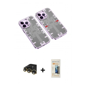 MARSİLYAN™- iPhone 13 Pro Max Kılıf Ufuk Doku Prime - Siyah 6D Mat Seramik Hayalet Nano Ekran Koruyucu + Raze Metal Kamera Lens - GD