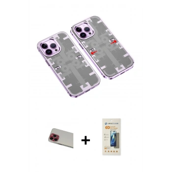 MARSİLYAN™- iPhone 13 Pro Max Kılıf Ufuk Doku Prime - Siyah 6D Mat Seramik Hayalet Nano Ekran Koruyucu + Rainbow Kamera Lens Koruma Cam - KI