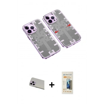MARSİLYAN™- iPhone 13 Pro Max Kılıf Ufuk Doku Prime - Siyah 6D Mat Seramik Hayalet Nano Ekran Koruyucu + Rainbow Kamera Lens Koruma Cam - MR