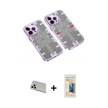 MARSİLYAN™- iPhone 13 Pro Max Kılıf Ufuk Doku Prime - Siyah 6D Mat Seramik Hayalet Nano Ekran Koruyucu + Rainbow Kamera Lens Koruma Cam - BZ