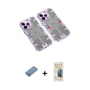 MARSİLYAN™- iPhone 13 Pro Max Kılıf Ufuk Doku Prime - Siyah 6D Mat Seramik Hayalet Nano Ekran Koruyucu + Shine Kamera Lens Koruma Cam - GI