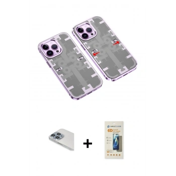 MARSİLYAN™- iPhone 13 Pro Max Kılıf Ufuk Doku Prime - Siyah 6D Mat Seramik Hayalet Nano Ekran Koruyucu + Pers Alüminyum Kamera Lens - SABE