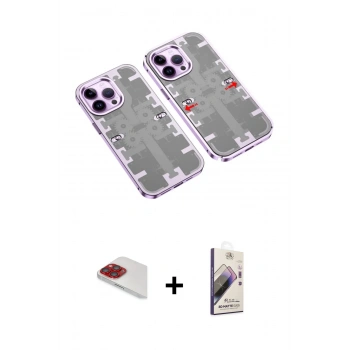 MARSİLYAN™- iPhone 13 Pro Max Kılıf Ufuk Doku Prime - Siyah Bilvis 3D Mat Cam Ekran Koruyucu + Pers Alüminyum Kamera Lens - KI