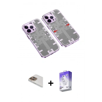MARSİLYAN™- iPhone 13 Pro Max Kılıf Ufuk Doku Prime - Siyah Bilvis 5in1 3D Magic Cam Ekran Koruyucu + Pers Alüminyum Kamera Lens - GD