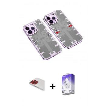 MARSİLYAN™- iPhone 13 Pro Max Kılıf Ufuk Doku Prime - Siyah Bilvis 5in1 3D Magic Cam Ekran Koruyucu + Pers Alüminyum Kamera Lens - KI