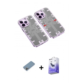 MARSİLYAN™- iPhone 13 Pro Max Kılıf Ufuk Doku Prime - Siyah Bilvis 5in1 5D Magic Hayalet Cam Ekran Koruyucu + Shine Kamera Lens Koruma Cam - GI