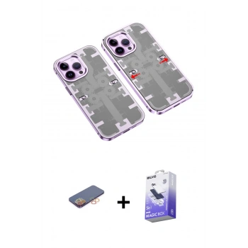 MARSİLYAN™- iPhone 13 Pro Max Kılıf Ufuk Doku Prime - Siyah Bilvis 5in1 5D Magic Hayalet Cam Ekran Koruyucu + Renkli Kamera Lens Koruma Cam - TU