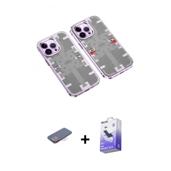 MARSİLYAN™- iPhone 13 Pro Max Kılıf Ufuk Doku Prime - Siyah Bilvis 5in1 5D Magic Hayalet Cam Ekran Koruyucu + Renkli Kamera Lens Koruma Cam - PE