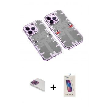 MARSİLYAN™- iPhone 13 Pro Max Kılıf Ufuk Doku Prime - Siyah Joko 5D Cam + Pers Alüminyum Kamera Lens - GI