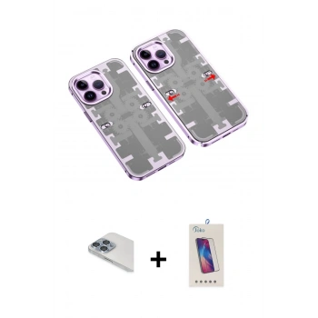 MARSİLYAN™- iPhone 13 Pro Max Kılıf Ufuk Doku Prime - Siyah Joko 5D Cam + Pers Alüminyum Kamera Lens - SABE
