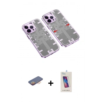 MARSİLYAN™- iPhone 13 Pro Max Kılıf Ufuk Doku Prime - Siyah Joko 5D Cam + Renkli Kamera Lens Koruma Cam - TU