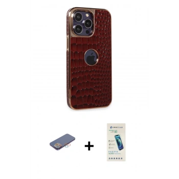 MARSİLYAN™- iPhone 13 Pro Max Kılıf Ufuk Form Prime - Şeffaf Pasifik Cam Ekran Koruyucu + Renkli Kamera Lens Koruma Cam - PE