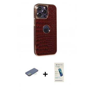 MARSİLYAN™- iPhone 13 Pro Max Kılıf Ufuk Form Prime - Şeffaf Pasifik Cam Ekran Koruyucu + Renkli Kamera Lens Koruma Cam - YL