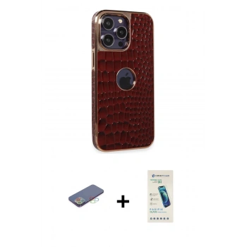 MARSİLYAN™- iPhone 13 Pro Max Kılıf Ufuk Form Prime - Şeffaf Pasifik Cam Ekran Koruyucu + Renkli Kamera Lens Koruma Cam - MI