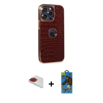 MARSİLYAN™- iPhone 13 Pro Max Kılıf Ufuk Form Prime - Siyah 18D Cam Ekran Koruyucu + Pers Alüminyum Kamera Lens - KI