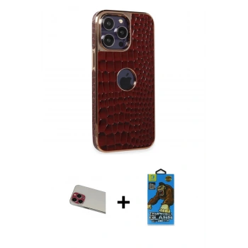 MARSİLYAN™- iPhone 13 Pro Max Kılıf Ufuk Form Prime - Siyah 18D Cam Ekran Koruyucu + Rainbow Kamera Lens Koruma Cam - KI