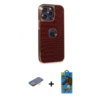 MARSİLYAN™- iPhone 13 Pro Max Kılıf Ufuk Form Prime - Siyah 18D Cam Ekran Koruyucu + Renkli Kamera Lens Koruma Cam - TU