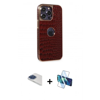 MARSİLYAN™- iPhone 13 Pro Max Kılıf Ufuk Form Prime - Siyah 3D Antistatik Cam Ekran Koruyucu + Pers Alüminyum Kamera Lens - LT