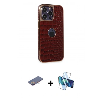 MARSİLYAN™- iPhone 13 Pro Max Kılıf Ufuk Form Prime - Siyah 3D Antistatik Cam Ekran Koruyucu + Renkli Kamera Lens Koruma Cam - PE