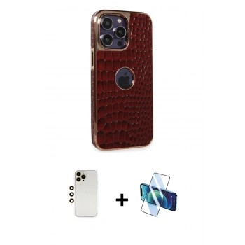 MARSİLYAN™- iPhone 13 Pro Max Kılıf Ufuk Form Prime - Siyah 3D Antistatik Cam Ekran Koruyucu + Shine Kamera Lens - GD