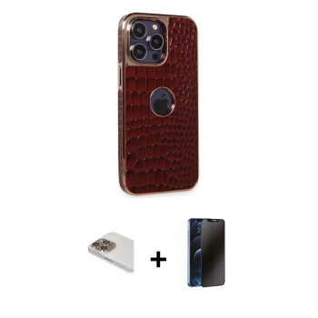 MARSİLYAN™- iPhone 13 Pro Max Kılıf Ufuk Form Prime - Siyah 3D Antistatik Hayalet Cam Ekran Koruyucu + Pers Alüminyum Kamera Lens - GD