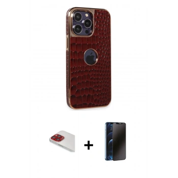 MARSİLYAN™- iPhone 13 Pro Max Kılıf Ufuk Form Prime - Siyah 3D Antistatik Hayalet Cam Ekran Koruyucu + Pers Alüminyum Kamera Lens - KI