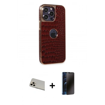 MARSİLYAN™- iPhone 13 Pro Max Kılıf Ufuk Form Prime - Siyah 3D Antistatik Hayalet Cam Ekran Koruyucu + Rainbow Kamera Lens Koruma Cam - REGD
