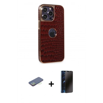 MARSİLYAN™- iPhone 13 Pro Max Kılıf Ufuk Form Prime - Siyah 3D Antistatik Hayalet Cam Ekran Koruyucu + Renkli Kamera Lens Koruma Cam - YL