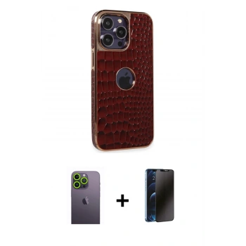 MARSİLYAN™- iPhone 13 Pro Max Kılıf Ufuk Form Prime - Siyah 3D Antistatik Hayalet Cam Ekran Koruyucu + Neon Fosforlu Kamera Lens - YL