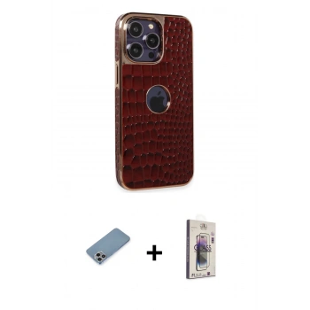 MARSİLYAN™- iPhone 13 Pro Max Kılıf Ufuk Form Prime - Siyah Bilvis 3D Cam Ekran Koruyucu + Shine Kamera Lens Koruma Cam - GI