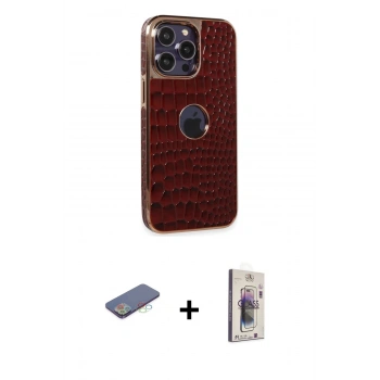 MARSİLYAN™- iPhone 13 Pro Max Kılıf Ufuk Form Prime - Siyah Bilvis 3D Cam Ekran Koruyucu + Renkli Kamera Lens Koruma Cam - MI