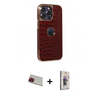MARSİLYAN™- iPhone 13 Pro Max Kılıf Ufuk Form Prime - Siyah Bilvis 3D Cam Ekran Koruyucu + Rainbow Kamera Lens Koruma Cam - KI
