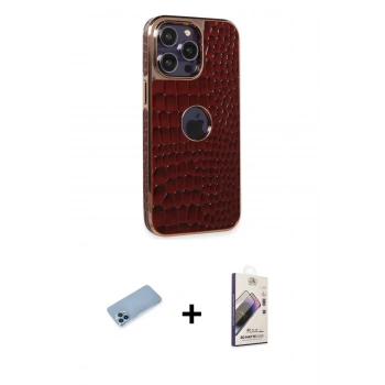 MARSİLYAN™- iPhone 13 Pro Max Kılıf Ufuk Form Prime - Siyah Bilvis 3D Mat Cam Ekran Koruyucu + Shine Kamera Lens Koruma Cam - MI