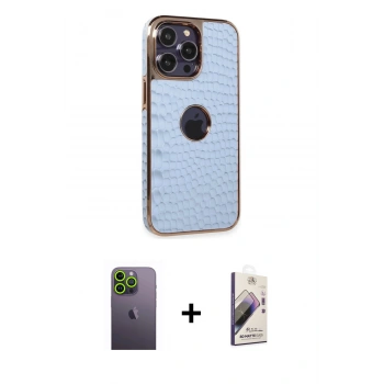 MARSİLYAN™- iPhone 13 Pro Max Kılıf Ufuk Form Prime - Siyah Bilvis 3D Mat Cam Ekran Koruyucu + Neon Fosforlu Kamera Lens - YL