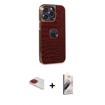 MARSİLYAN™- iPhone 13 Pro Max Kılıf Ufuk Form Prime - Siyah Bilvis 3D Mat Cam Ekran Koruyucu + Pers Alüminyum Kamera Lens - KI