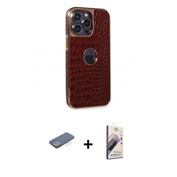 MARSİLYAN™- iPhone 13 Pro Max Kılıf Ufuk Form Prime - Siyah Bilvis 3D Mat Cam Ekran Koruyucu + Renkli Kamera Lens Koruma Cam - YL