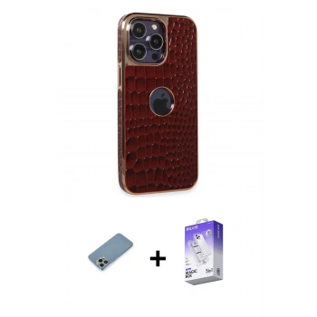 MARSİLYAN™- iPhone 13 Pro Max Kılıf Ufuk Form Prime - Siyah Bilvis 5in1 3D Magic Cam Ekran Koruyucu + Shine Kamera Lens Koruma Cam - GI