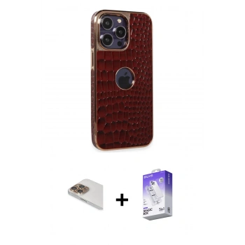 MARSİLYAN™- iPhone 13 Pro Max Kılıf Ufuk Form Prime - Siyah Bilvis 5in1 3D Magic Cam Ekran Koruyucu + Pers Alüminyum Kamera Lens - GD