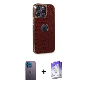 MARSİLYAN™- iPhone 13 Pro Max Kılıf Ufuk Form Prime - Siyah Bilvis 5in1 3D Magic Cam Ekran Koruyucu + Neon Fosforlu Kamera Lens - MI