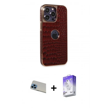 MARSİLYAN™- iPhone 13 Pro Max Kılıf Ufuk Form Prime - Siyah Bilvis 5in1 3D Magic Cam Ekran Koruyucu + Rainbow Kamera Lens Koruma Cam - MI